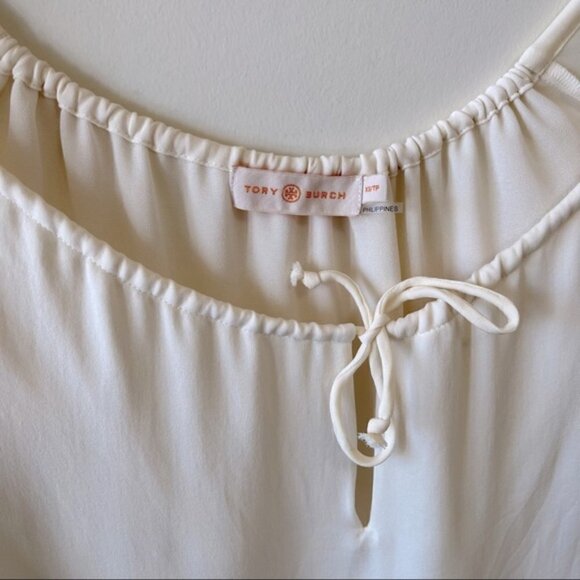 TORY BURCH 100% SILK WILLOW BLOUSE Ivory Top Lace - Picture 7 of 11
